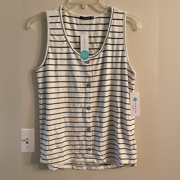 PINK CLOVER EVALYNN BUTTON DETAIL SLEEVELESS KNIT TOP OFF-WHITE - XL - Picture 3 of 5